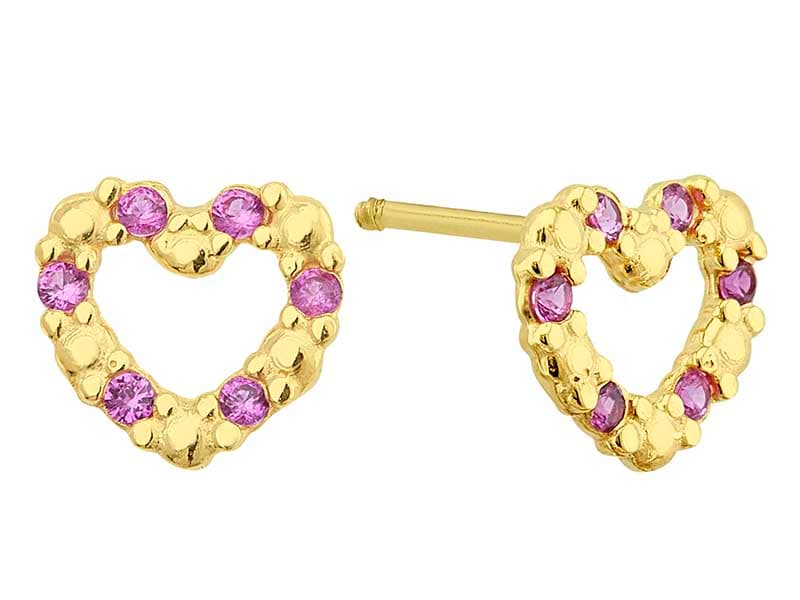 Corazn Punto y Piedra Ruby / Dot &amp; Stone Heart Ruby - Vaciado / Casting - Pulido / High Polish - Circonia / Zirconia - Corazones / Hearts
