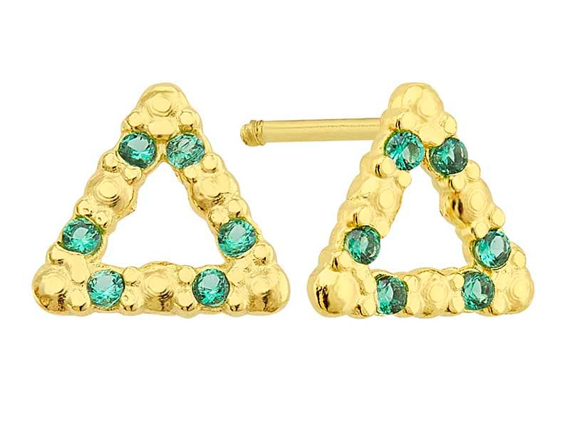 Tringulo Punto y Piedra Esmeralda / Dot &amp; Stone Triangle Esmerald - Vaciado / Casting - Pulido / High Polish - Circonia / Zirconia - Otros / Others