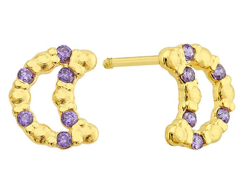 Luna Punto y Piedra Amatista / Dot &amp; Stone Moon Amethyst - Vaciado / Casting - Pulido / High Polish - Circonia / Zirconia - Otros / Others