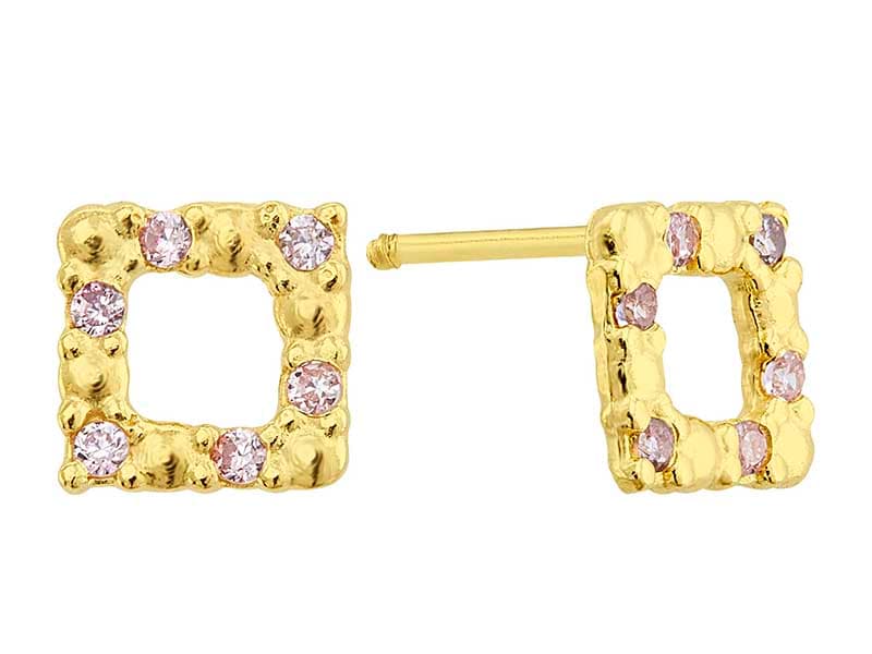Rombo Punto y Piedra Rosa / Dot &amp; Stone Rhomb Pink - Vaciado / Casting - Pulido / High Polish - Circonia / Zirconia - Otros / Others