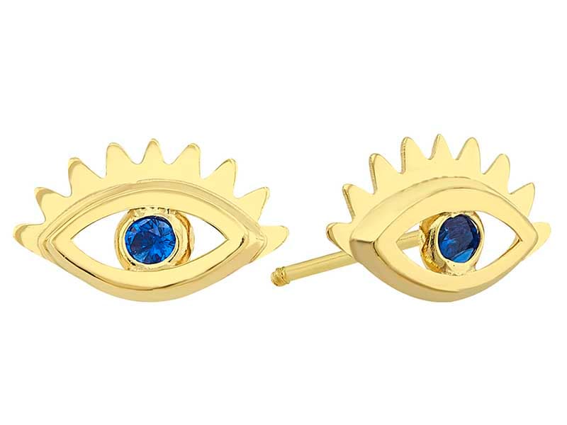 Ojo Turco Contorno con Pestaa / Turkish Eye Outline with Eyelashes - Troquelado / Stamping - Pulido / High Polish - Circonia / Zirconia - Religiosos / Religious