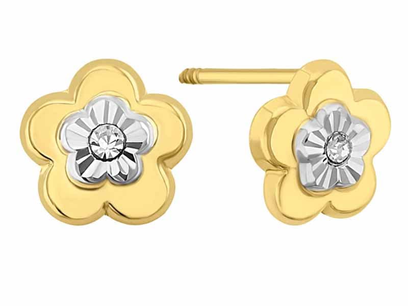 Flor diamantado blanco / Diamondcut flower - Troquelado / Stamping - Diamantado / Diamond Cut - Circonia / Zirconia - Flores / Flowers