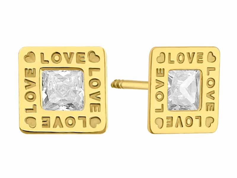 Cuadrado love con cz / Love Square with cz - Lser / Laser - Pulido / High Polish - Circonia / Zirconia - Otros / Others