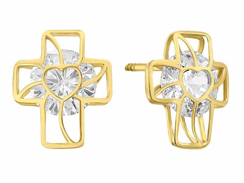 Cruz sandwich corazon / Cross sandwich heart - Lser / Laser - Pulido / High Polish - Circonia / Zirconia - Religiosos / Religious