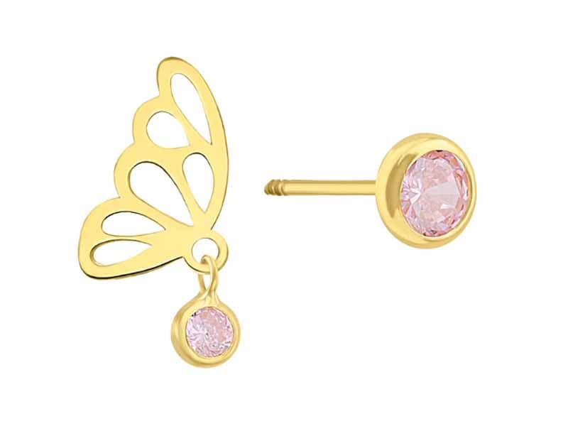 Mitad mariposa y bisel / Half butterfly bezel - Láser / Laser - Pulido / High Polish - Circonia / Zirconia - Animales / Animals