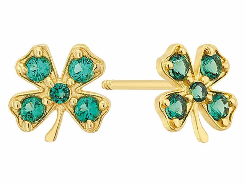 Trebol verde / Esmerald Clover - Vaciado / Casting - Pulido / High Polish - Circonia / Zirconia - Flores / Flowers