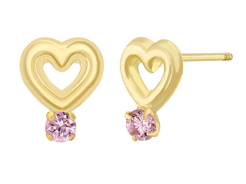 Corazon contorno con cz / Small outline heart with cz - Troquelado / Stamping - Pulido / High Polish - Circonia / Zirconia - Corazones / Hearts