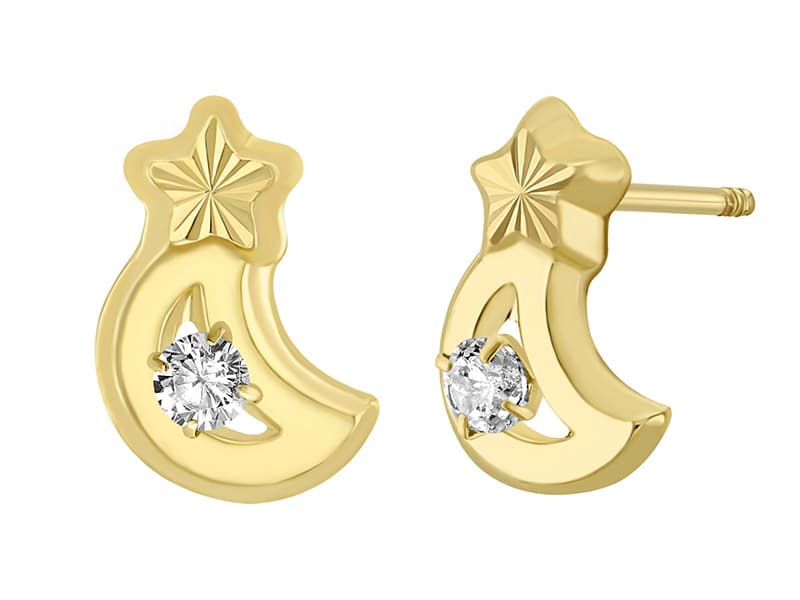 Estrella y luna doble figura con cz / Star and moon double shape with cz - Troquelado / Stamping - Diamantado / Diamond Cut - Circonia / Zirconia - Otros / Others
