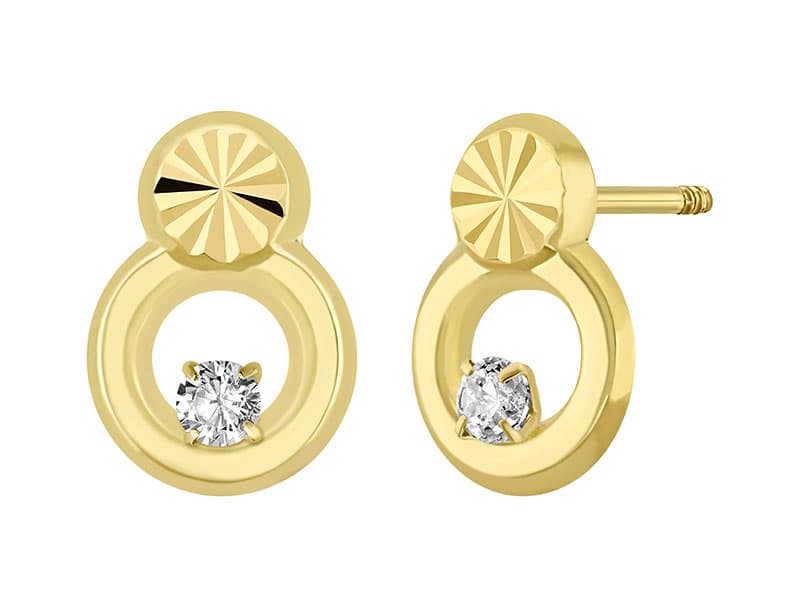 Circulo abajo doble figuran con cz / Bottom circle double shape with cz - Troquelado / Stamping - Diamantado / Diamond Cut - Circonia / Zirconia - Otros / Others
