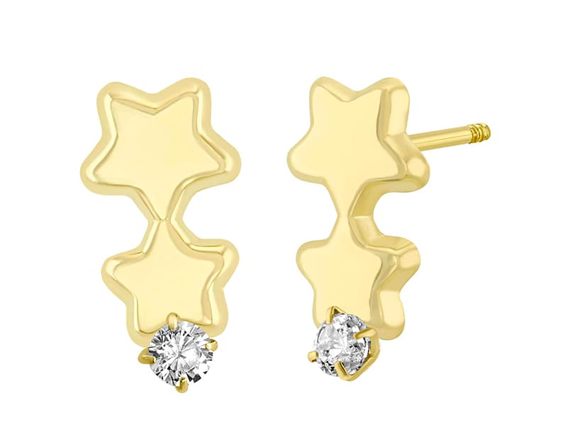 Doble estrella multifigura con cz / Double star - Troquelado / Stamping - Pulido / High Polish - Circonia / Zirconia - Otros / Others