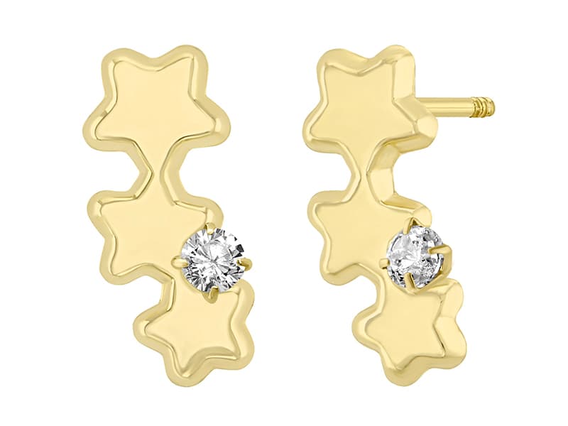 Triple estrella multifigura con cz / Multi star - Troquelado / Stamping - Pulido / High Polish - Circonia / Zirconia - Otros / Others