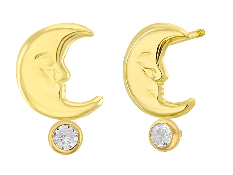 Moon face con bisel / Moon face with cz - Troquelado / Stamping - Pulido / High Polish - Circonia / Zirconia - Otros / Others