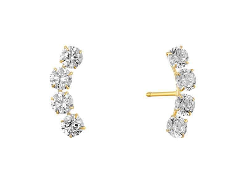 Arete 4 Circonias de 3mm / Earring 4 Round 3mm Cz - Troquelado / Stamping - Pulido / High Polish - Circonia / Zirconia  - Otros / Others