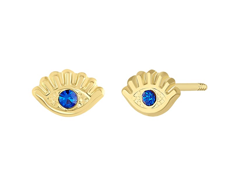 Mini ojo turco con cz zafiro / Mini turkish eye with cz sapphire - Troquelado / Stamping - Pulido / High Polish - Circonia / Zirconia - Otros / Others