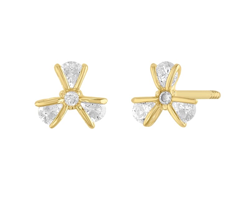 Flor 3 pétalos de aros / 3-petal flower with rings - Vaciado / Casting - Pulido / High Polish - Circonia / Zirconia - Flores / Flowers