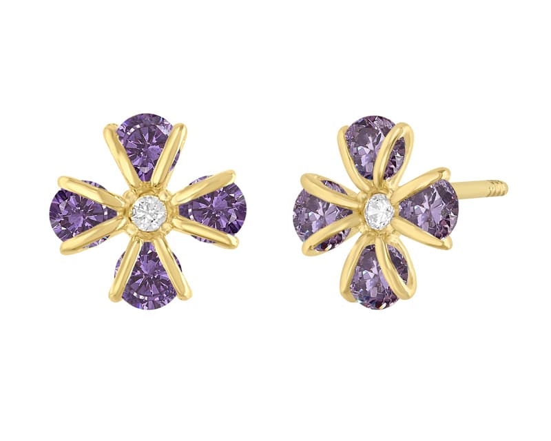 Flor 4 pétalos de aros grande amatista