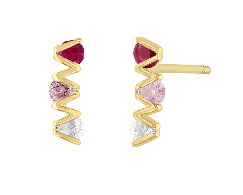 Zigzag aros multicolor rosa / Zigzag hoops pink multicolor - Vaciado / Casting - Pulido / High Polish - Circonia / Zirconia - Otros / Others