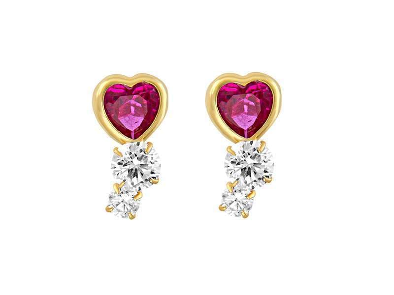 Bisel Corazón 4mm con Circonia Rubí