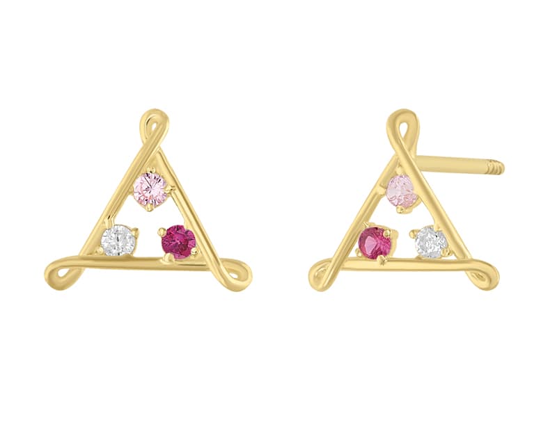 Triángulo curvas infinitas multicolor rosa / Infinite curved triangle pink multicolor - Vaciado / Casting - Pulido / High Polish - Circonia / Zirconia - Otros / Others