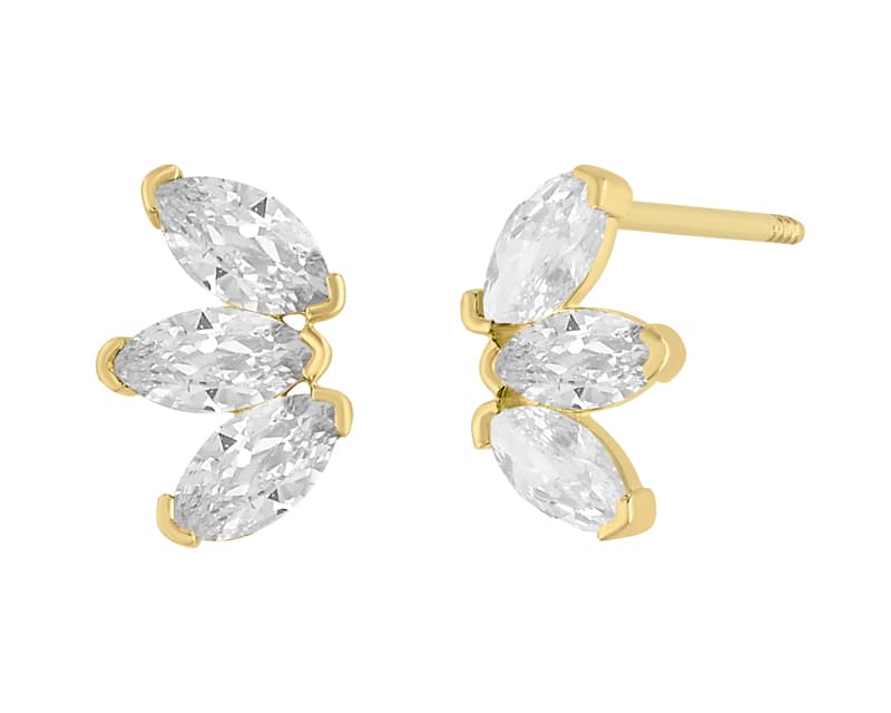Triple marquise arco / Triple marquise bow - Vaciado / Casting - Pulido / High Polish - Circonia / Zirconia - Flores / Flowers