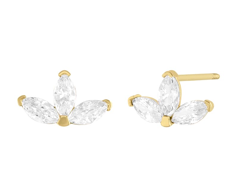 Triple marquise flor / Triple marquise flower - Vaciado / Casting - Pulido / High Polish - Circonia / Zirconia - Flores / Flowers
