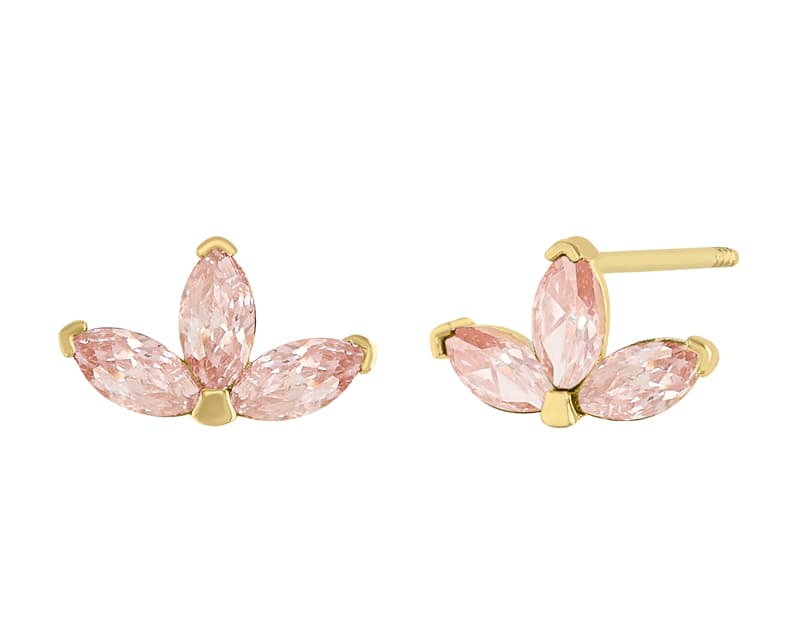 Triple marquise flor rosa / Triple marquise flower pink - Vaciado / Casting - Pulido / High Polish - Circonia / Zirconia - Flores / Flowers