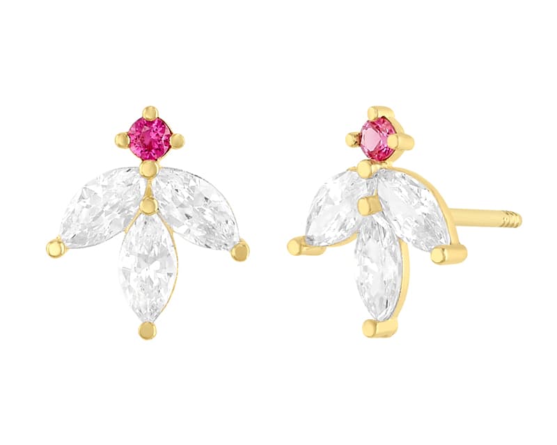 Hojita marquise / Marquise leaf - Vaciado / Casting - Pulido / High Polish - Circonia / Zirconia - Flores / Flowers