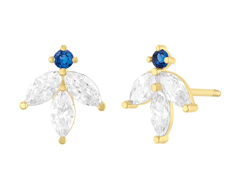 Hojita marquise zafiro / Marquise leaf sapphire - Vaciado / Casting - Pulido / High Polish - Circonia / Zirconia - Flores / Flowers