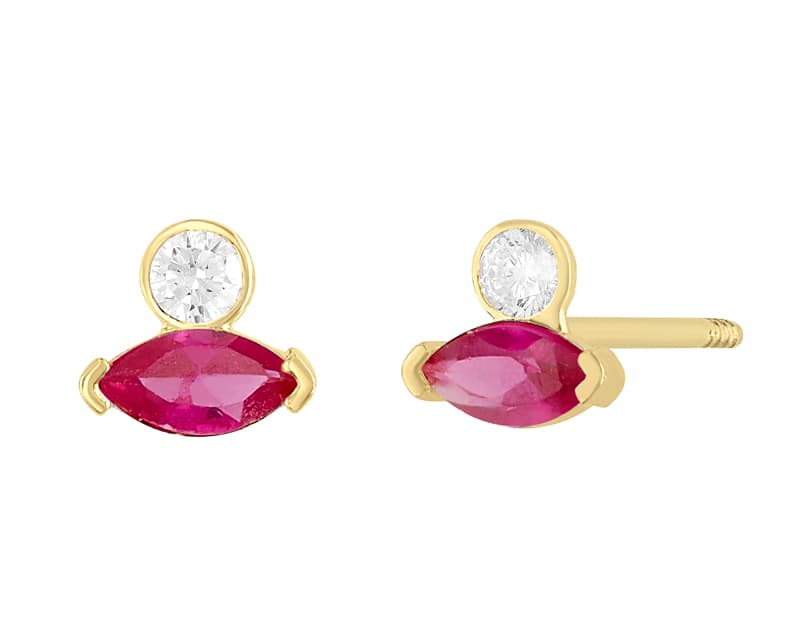 Marquise y redondo ruby / Marquise and round ruby - Vaciado / Casting - Pulido / High Polish - Circonia / Zirconia - Rectos Circonia (Rectos/Biselados) / Cubic Zirconia (Bezel/Round)