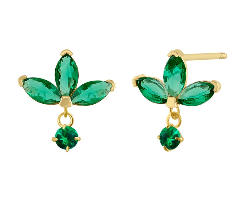 Tres marquise con colgante / Three marquise with pendant - Vaciado / Casting - Pulido / High Polish - Circonia / Zirconia - Flores / Flowers