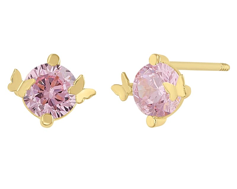 Montadura de mariposas rosa / Butterfly mount CZ pink - Vaciado / Casting - Pulido / High Polish - Circonia / Zirconia - Animales / Animals
