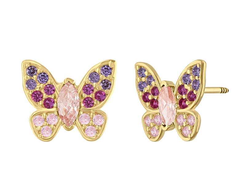 Mariposa marquise multicolor rosa / Marquise butterfly CZ pink multicolor - Vaciado / Casting - Pulido / High Polish - Circonia / Zirconia - Animales / Animals