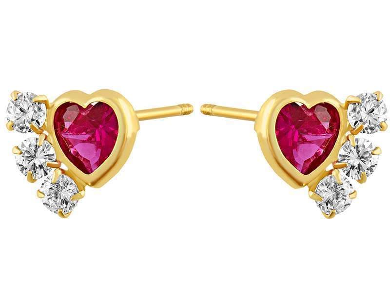 Bisel Corazón 4mm con Circonia Lateral Rubí