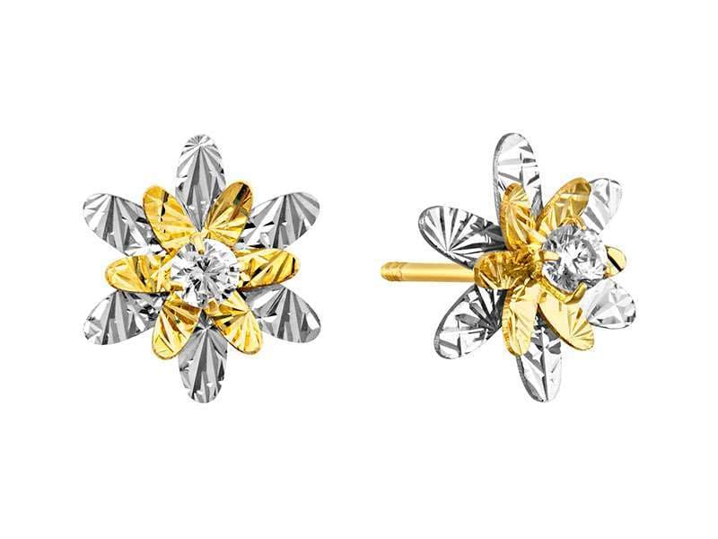 Flor Bicolor Seis Pétalos / Double 6 Petal Flower Diamond Cut - Láser / Laser - Diamantado / Diamond Cut - Circonia / Zirconia  - Flores / Flowers