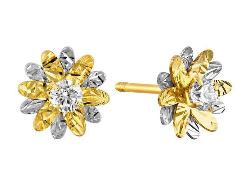 Flor Chica Bicolor Seis Pétalos / Small Double 6 Petal Flower Diamond Cut - Láser / Laser - Diamantado / Diamond Cut - Circonia / Zirconia  - Flores / Flowers