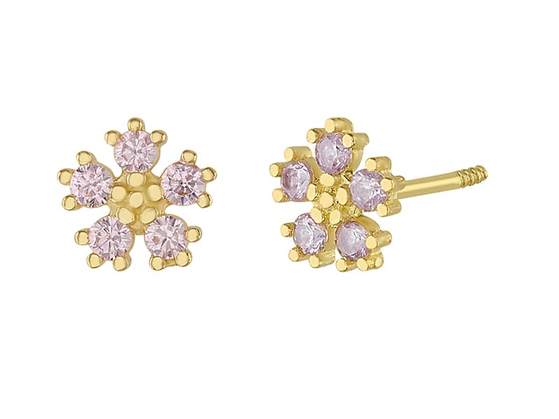 Flor puntos rosa / Pink dotted flower - Vaciado / Casting - Pulido / High Polish - Circonia / Zirconia - Flores / Flowers