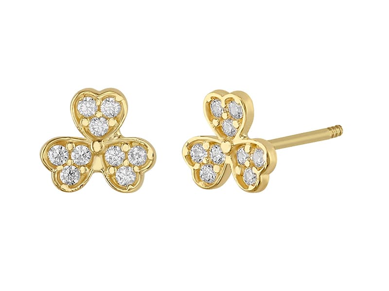 Trébol corazones / clover hearts - Vaciado / Casting - Pulido / High Polish - Circonia / Zirconia - Flores / Flowers