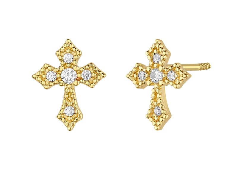Cruz con detalle / Cross with detail - Vaciado / Casting - Pulido / High Polish - Circonia / Zirconia - Religiosos / Religious