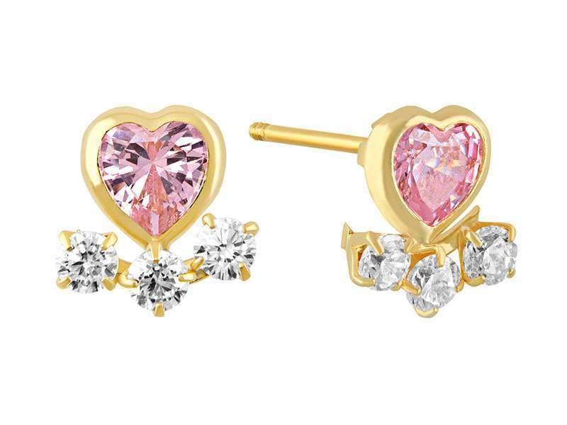 Bisel Corazón 4mm con Circonia / Bezel 4mm Heart with 2mm Round Cz - Troquelado / Stamping - Pulido / High Polish - Circonia / Zirconia  - Corazones / Hearts