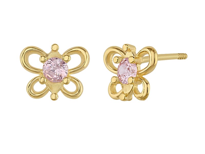 Mariposa marquise piedra al centro rosa / Marquise stone butterfly with pink center - Vaciado / Casting - Pulido / High Polish - Circonia / Zirconia - Animales / Animals