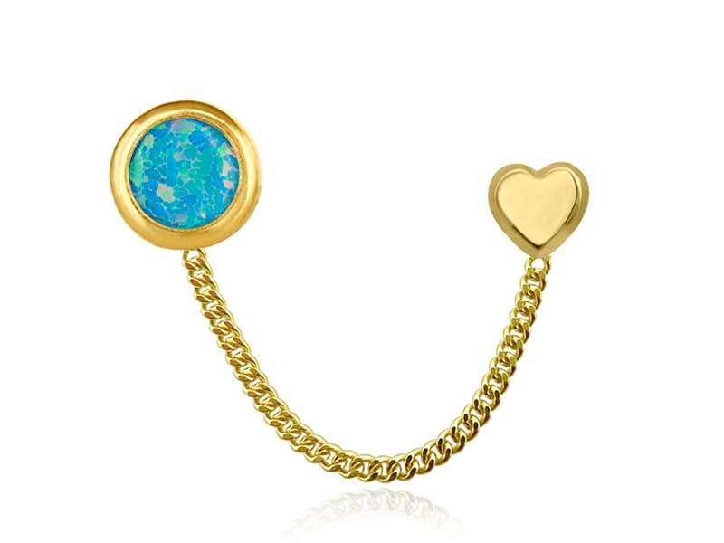 Doble con cadena mini corazón ópalo azul