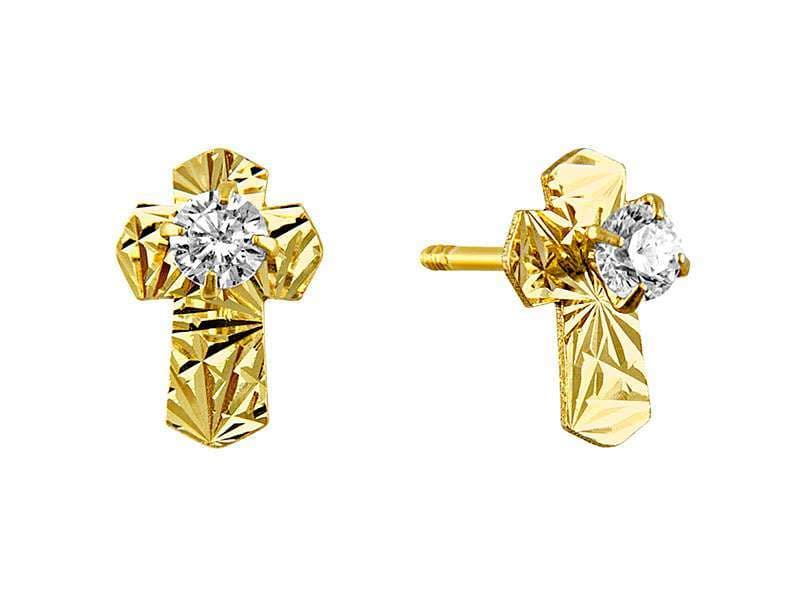 Cruz Chica Diamantada con Circonia / Small Diamond Cut Cross with Cz - Láser / Laser - Diamantado / Diamond Cut - Circonia / Zirconia  - Religiosos / Religious