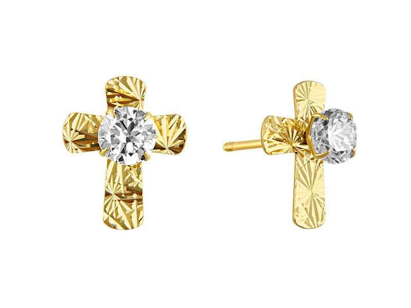 Cruz Diamantada con Circonia  / Large Diamond Cut Cross with Cz  - Láser / Laser - Diamantado / Diamond Cut - Circonia / Zirconia  - Religiosos / Religious