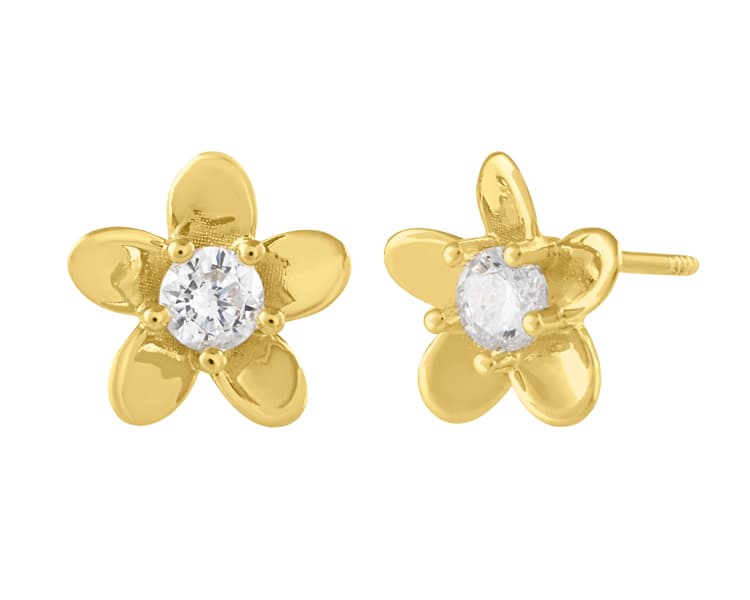 Flor lisa en pétalos / Simple flower with petals - Vaciado / Casting - Pulido / High Polish - Circonia / Zirconia - Flores / Flowers