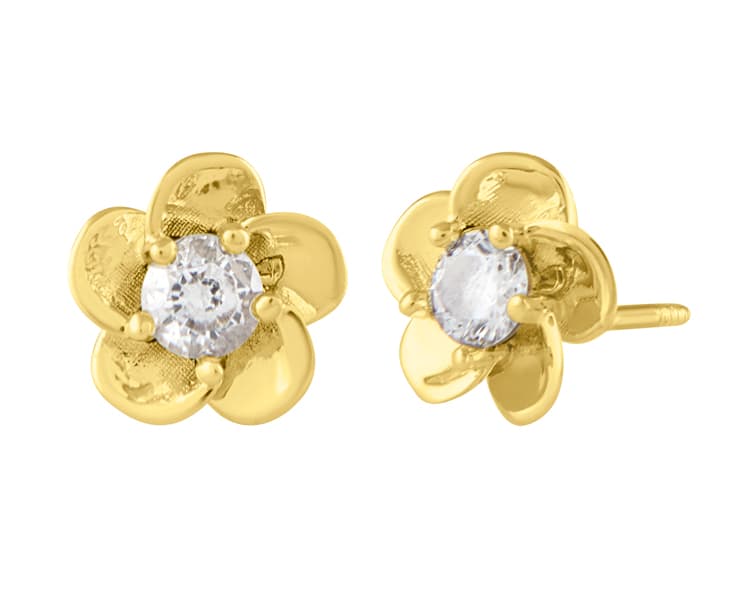 Flor en pétalos intercalados / Flower with alternating petals - Vaciado / Casting - Pulido / High Polish - Circonia / Zirconia - Flores / Flowers