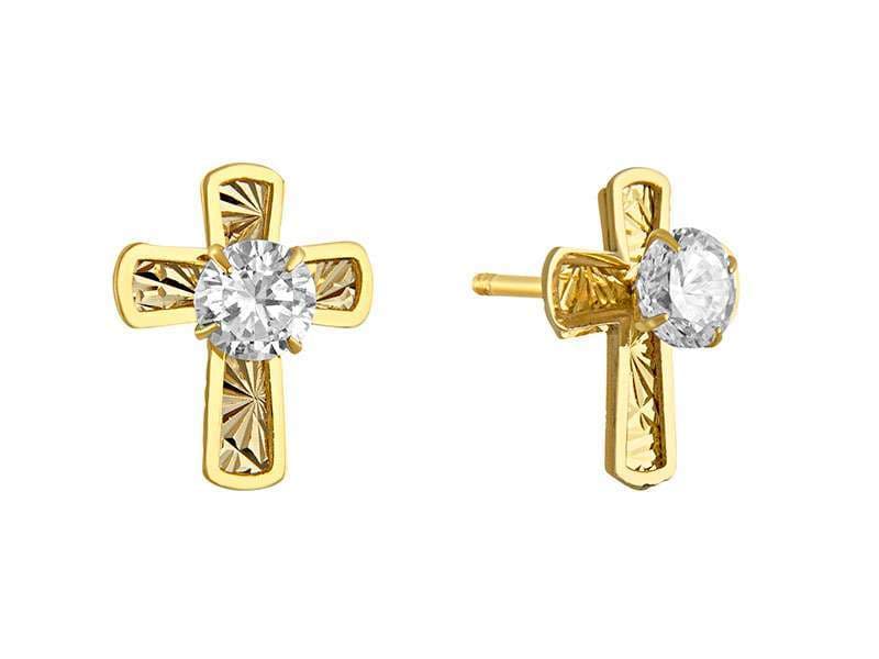 Cruz Diamantada Circonia Al Centro / Diamond Cut Cross with Polish Bezel and Cz - Láser / Laser - Diamantado / Diamond Cut - Circonia / Zirconia  - Religiosos / Religious