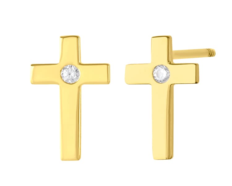 Cruz sesgada / Slanted cross - Vaciado / Casting - Pulido / High Polish - Circonia  / Zirconia  - Religiosos / Religious