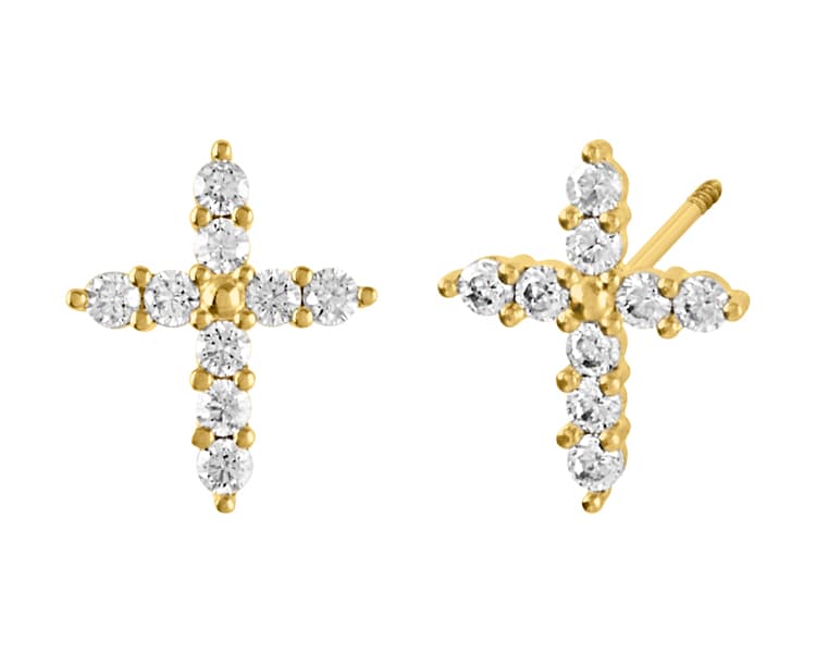 Cruz flor central / Central flower cross - Vaciado / Casting - Pulido / High Polish - Circonia / Zirconia - Religiosos / Religious