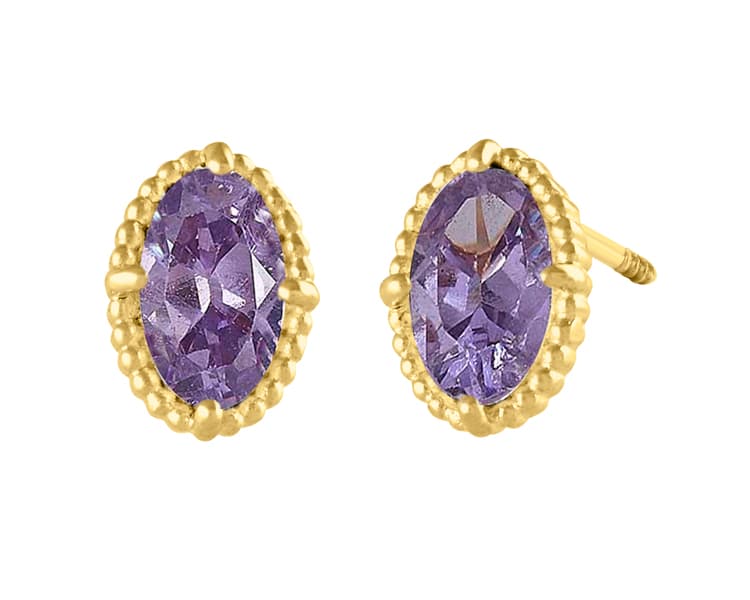 Oval bisel bolitas morado / Oval bezel with purple balls - Vaciado / Casting - Pulido / High Polish - Circonia / Zirconia - Rectos Circonia (Rectos/Biselados) / Cubic Zirconia (Bezel/Round)