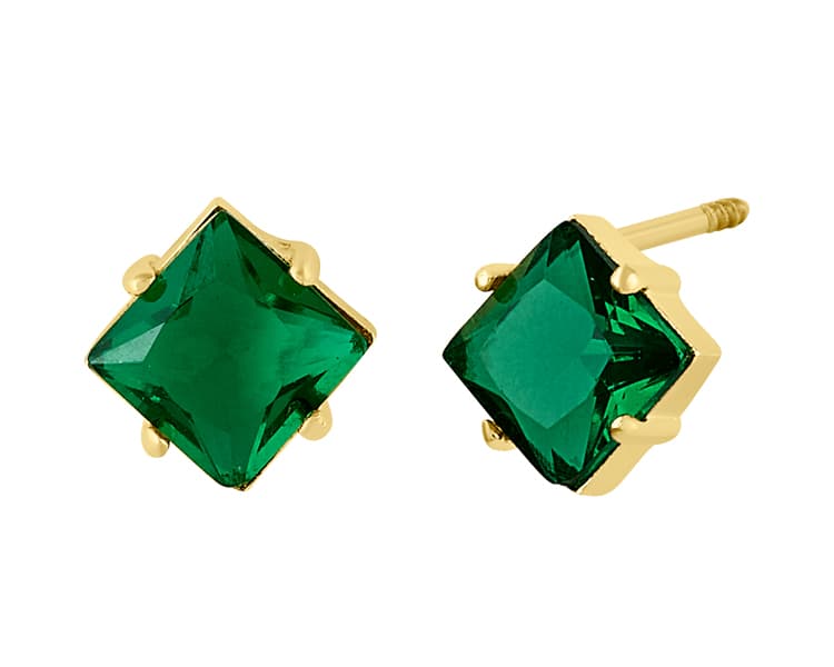 Recto cuadrado 4 mm cz verde / Straight square 4 mm green cz - Vaciado / Casting - Pulido / High Polish - Circonia / Zirconia - Rectos Circonia (Rectos/Biselados) / Cubic Zirconia (Bezel/Round)
